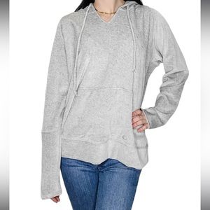 NWT Johnny Was Calme Natalie Hoodie Pullover Grey Velour buttery soft size L